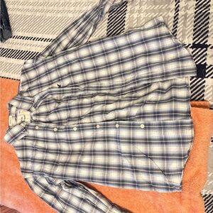 American Eagle Outfitters Gray and White Plaid Shirt